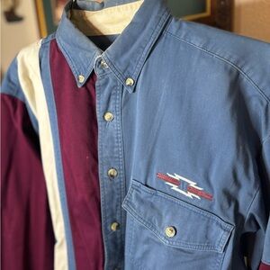 Multicolor Button-Up Shirt with Embroidered Logo